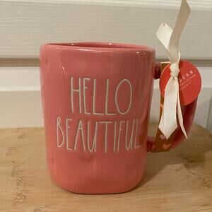 Rae Dunn Pink HELLO BEAUTIFUL Hearts Mug
